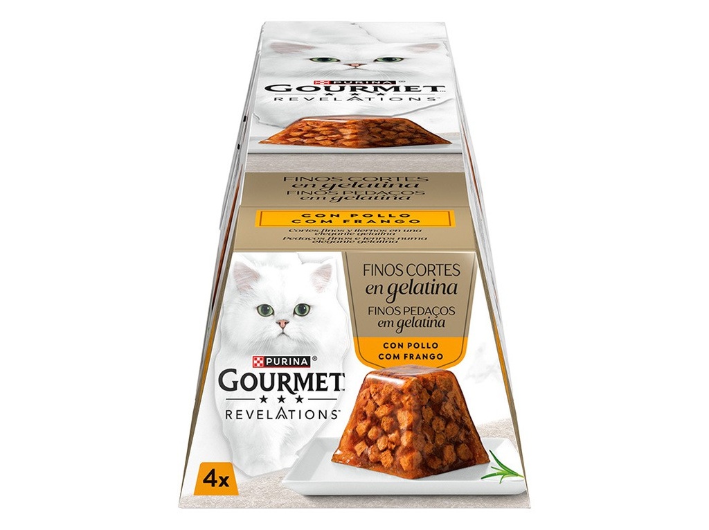 [12597937] GOURMET Revelations Finos Pedaços em Gelatina Frango Húmido (SingleServe) (4x57g)