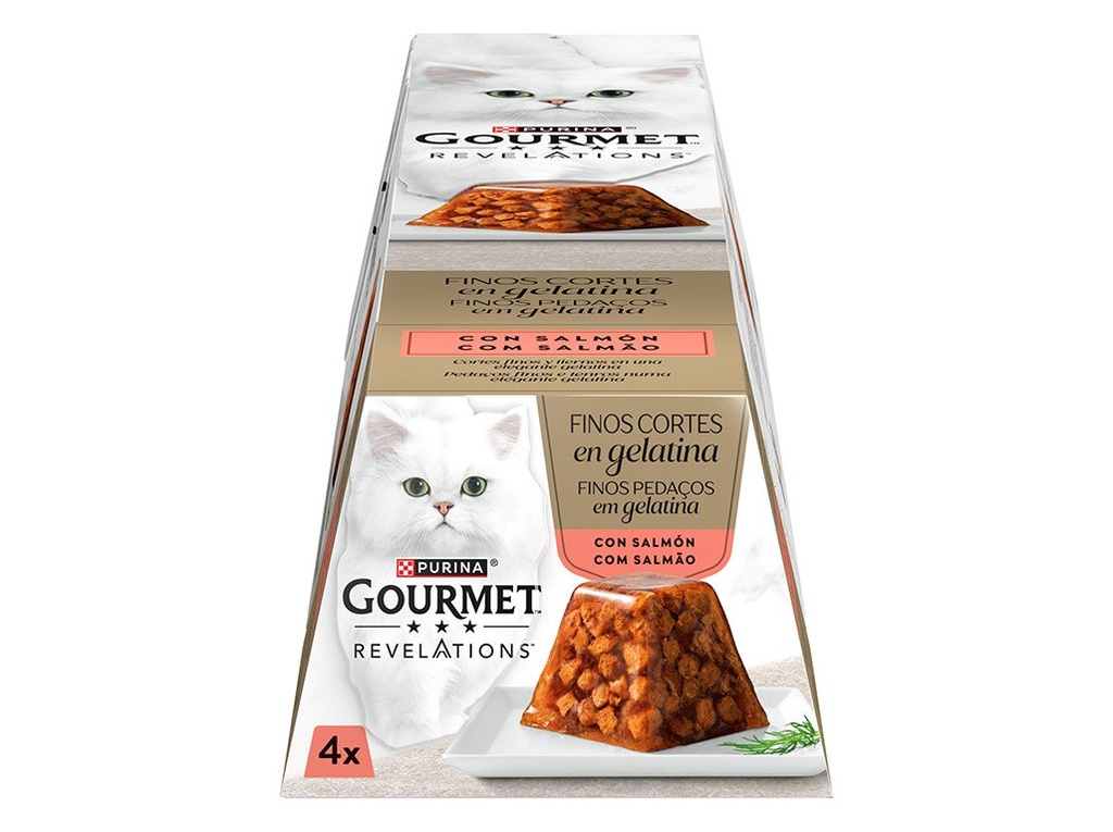 [12597947] GOURMET Revelations Finos Pedaços em Gelatina Salmão Húmido (SingleServe) (4x57g)