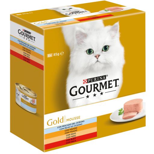 Gourmet Gold Mousse Pack 8 Seleção de Mousses Húmido (SingleServe) para Gato 8 × 85 g