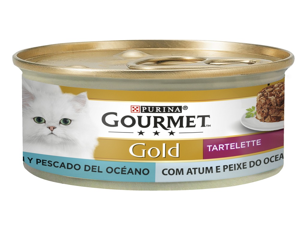 Gourmet Gold Tartelette Duo Atum & Peixe do Oceano Húmido (SingleServe) Alimento Húmido para Gato 85 g