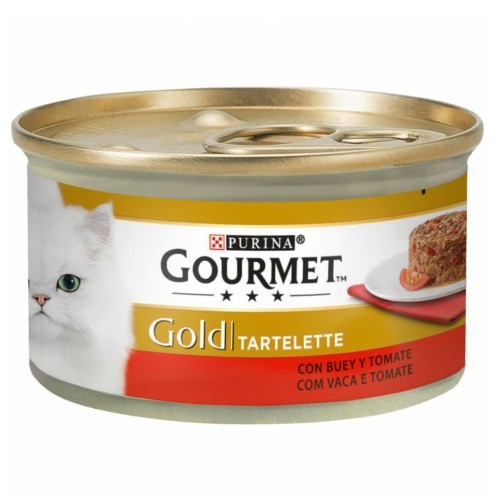 Gourmet Gold Tartelette Carne de Vaca e Tomate Húmido (SingleServe) Alimento Húmido para Gato 85 g
