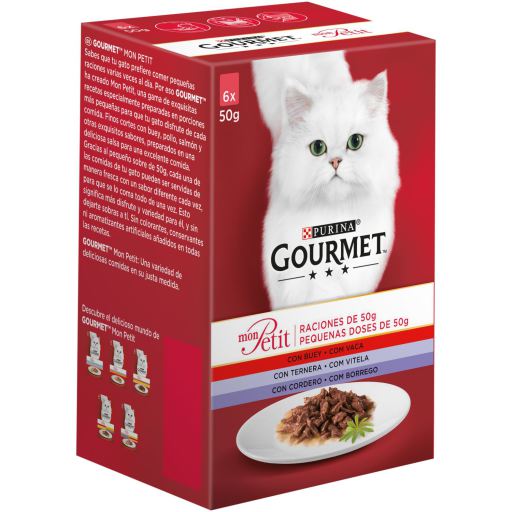 Gourmet Mon Petit Seleção com Carnes Húmido (SingleServe) Alimento Húmido para Gato 6 × 50 g