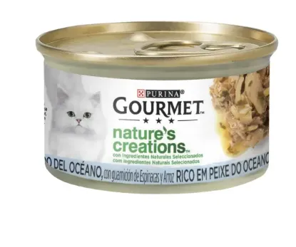 Gourmet Nature’s Creations Gato Adulto Peixe do Oceano, Espinafres e Arroz 85 g