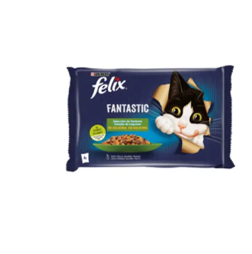 Felix Fantastic Seleção de Legumes Húmido (SingleServe) Alimento Húmido para Gato 4 × 85 g