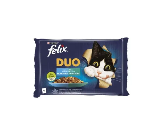 Felix Fantastic Duo Delicious Selecção de Peixe Húmido (SingleServe) Alimento Húmido para Gato 4 × 85 g