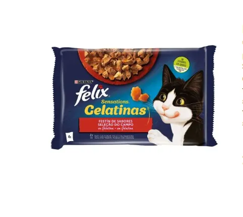 Felix Sensations Gelatina de Carne Húmido (SingleServe) Alimento Húmido para Gato 4 × 85 g