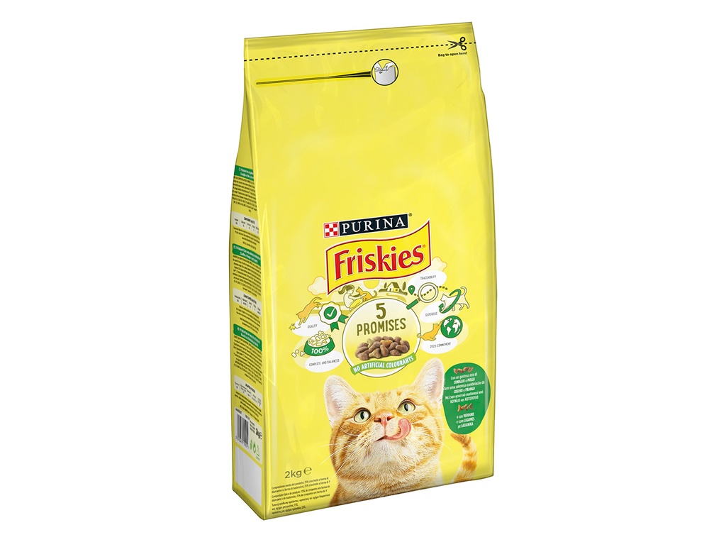 Friskies Adult Coelho, Frango e Legumes Ração Seca para Gato 2 kg