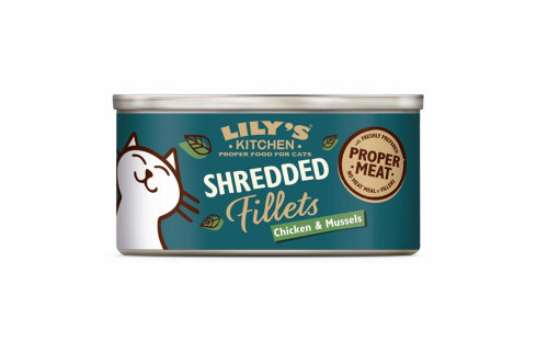 Lilyskitchen Shred Fillets Frango e Mexilhão Húmido (SingleServe) Alimento Húmido para Gato 70 g