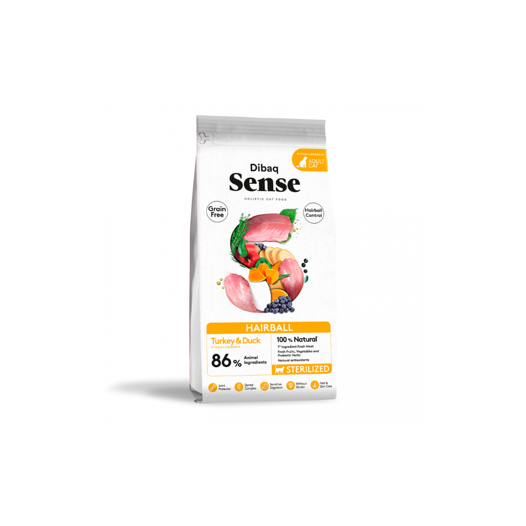 Dibaq Sense Cat Grain Free Hairball (Pato&Peru) Ração Seca para Gato 1,5 kg