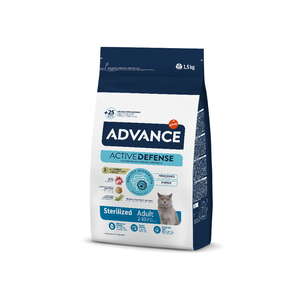 Advance Sterilized Peru e Arroz Ração Seca para Gato 1,5 kg