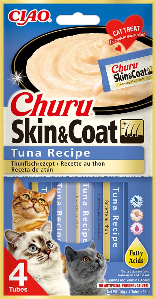 Churu Cat Skin & Coat Receita de Atum 4 × 14 g Vestuário para Gato