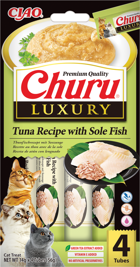 Churu Luxury Receita de Atum com Linguado 4 × 14 g Snack para Gato