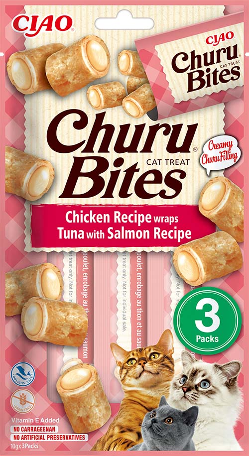 Churu Cat Bites Receita de Atum com Salmão 3 × 10 g Snack para Gato