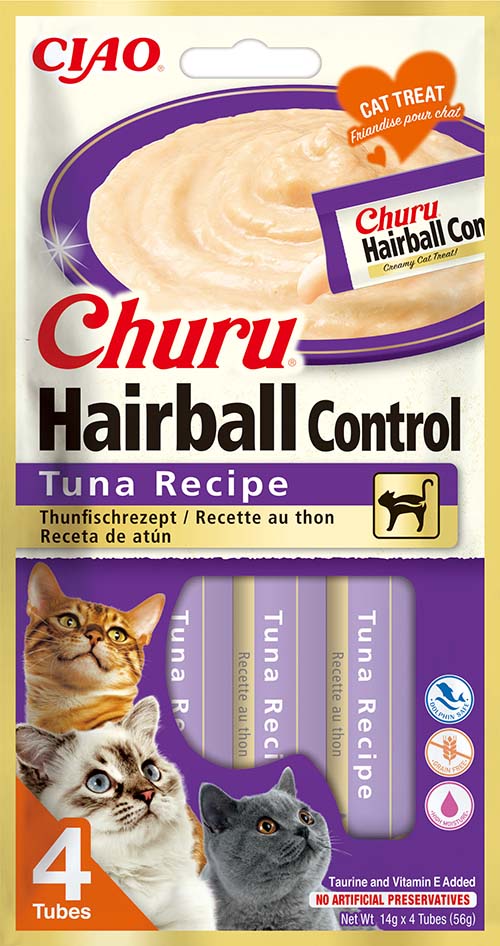 CHURU CAT HAIRBALL RECEITA ATUM 4X14GR