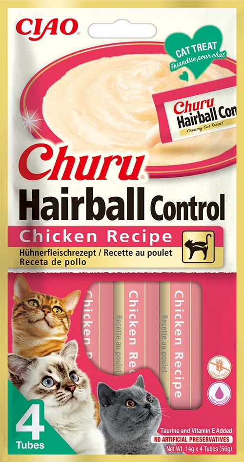 [EU676] CHURU CAT HAIRBALL RECEITA FRANGO 4X14GR