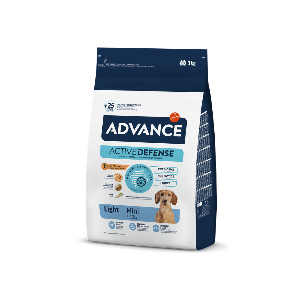 Advance Mini Light Frango e Arroz Ração Seca para Cão 3 kg