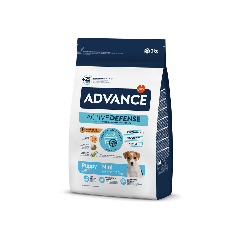 Advance Mini Cachorro Frango e Arroz Ração Seca para Cão 3 kg