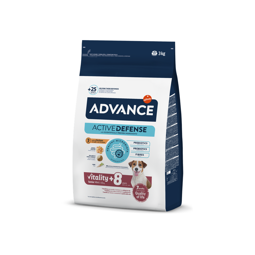 Advance Mini Senior Frango e Arroz Ração Seca para Cão 3 kg