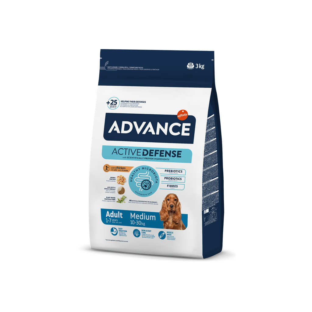 Advance Medium Adulto Frango e Arroz Ração Seca para Cão 3 kg