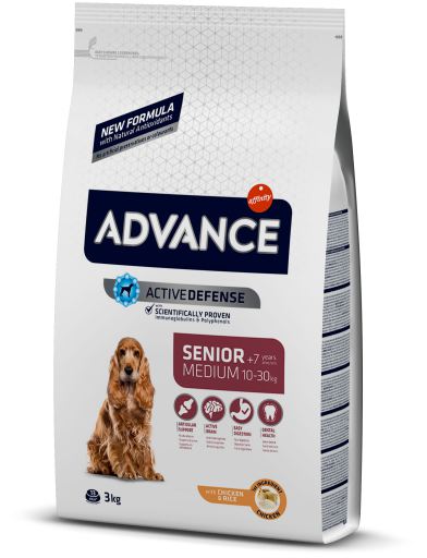 Advance Medium Senior Frango e Arroz Ração Seca para Cão 3 kg