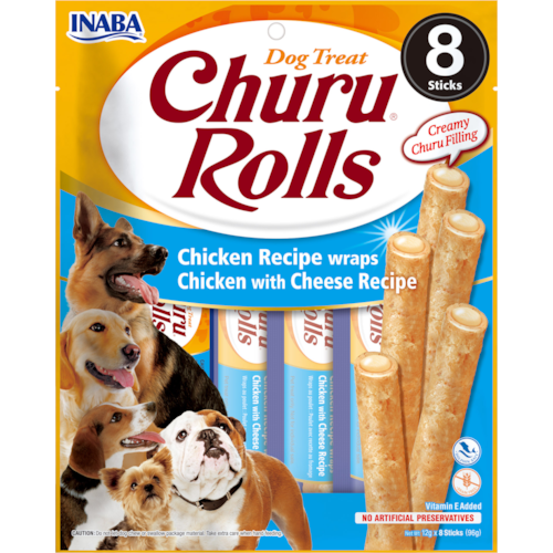 [EUD733] CHURU DOG ROLLS RECEITA DE FRANGO COM QUEIJO 8X12GR