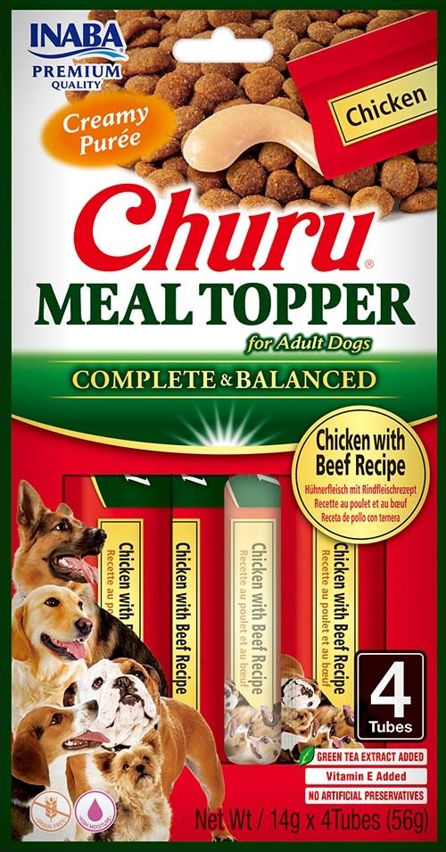 Churu Dog Meal Topper Receita de Frango com Vitela 4 × 14 g Snack para Cão