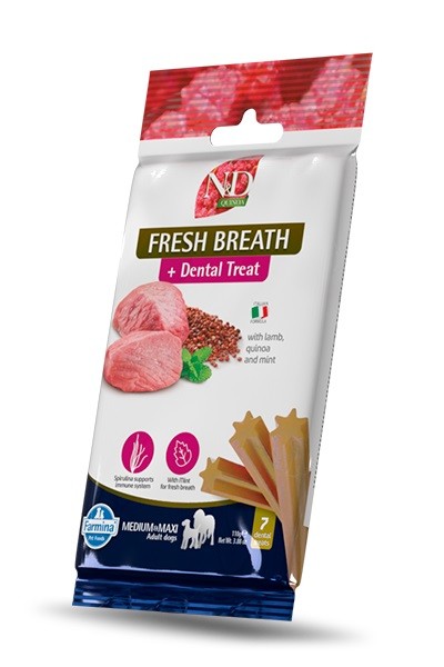 N&D Quinoa Dog Fresh Breathe Bisc Med/Maxi Dent Treat Snack para Cão