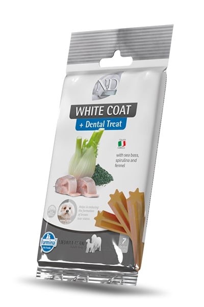 N&D White Coat Dog Sea Spirulina Bisc Med/Maxi Dent Treat Snack para Cão