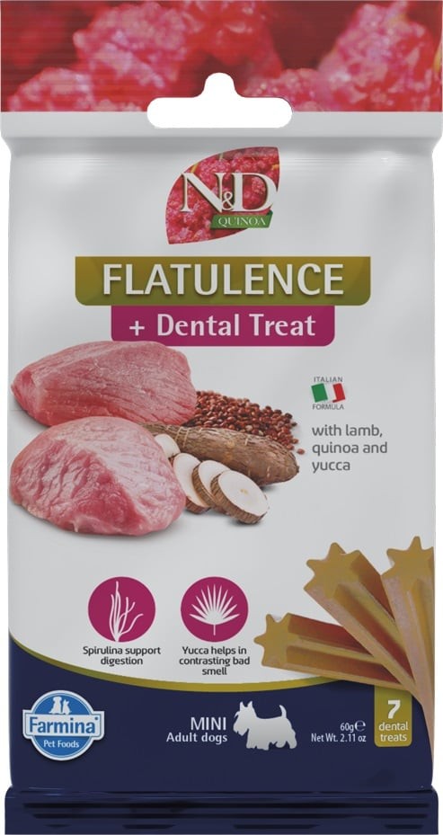 N&D Quinoa Dog Flatulence Bisc Mini Dent Treat Snack para Cão