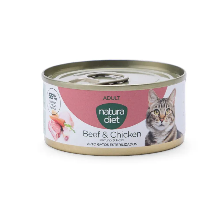[DN-10415] NATURA DIET CAT PATÉ ADULT BEEF & CHICKEN 85G - CX 24 UN