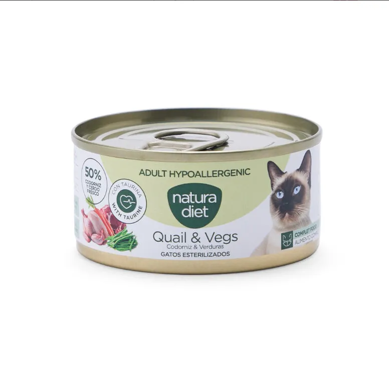 Natura Diet Cat Paté Adult Hypoallergenic Quail & Vegs para Gato 85 g