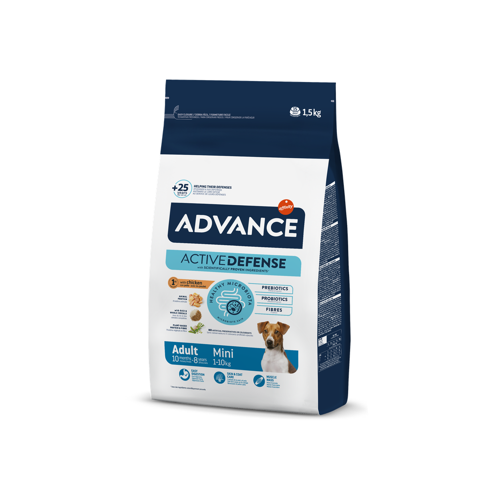 Advance Mini Adulto Frango e Arroz Ração Seca para Cão 1,5 kg