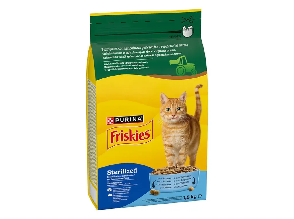 Friskies Ração Seca para Gato Esterilizado com Salmão e Legumes 1,5 kg
