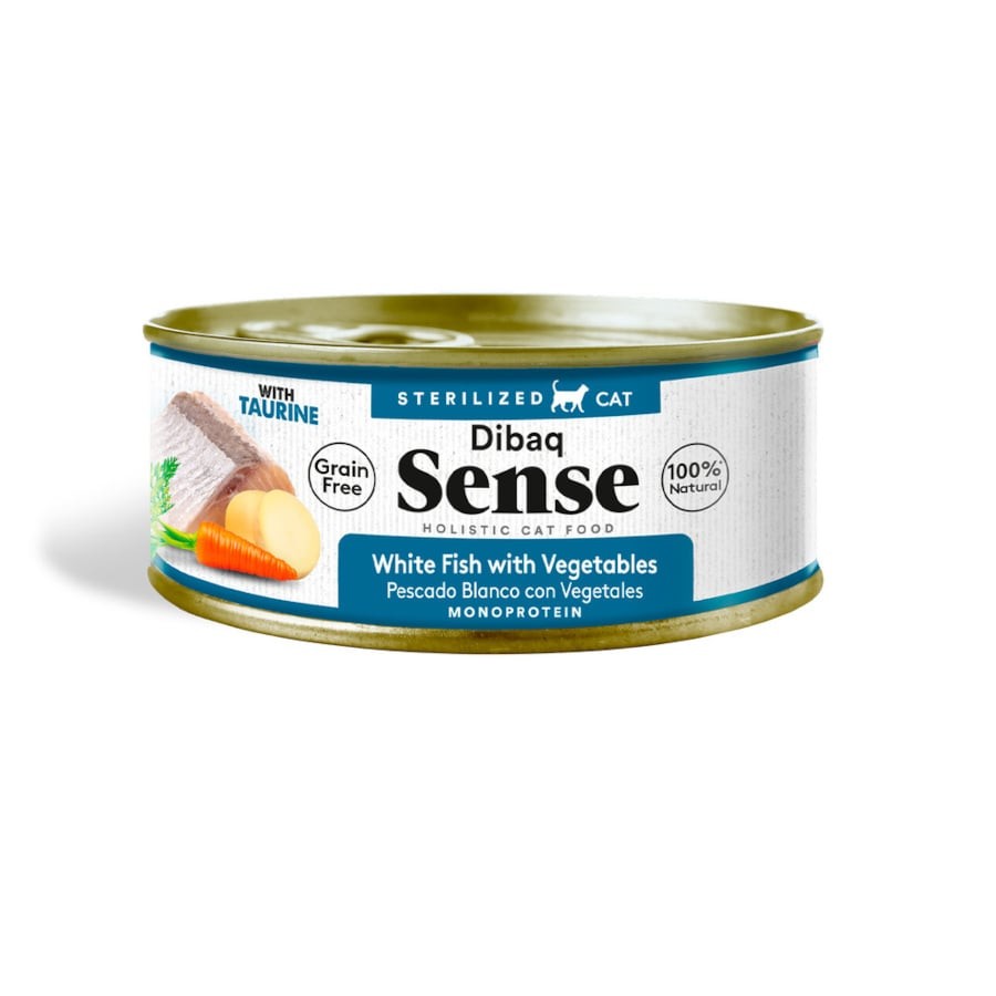 Dibaq Sense Cat Grain Free Esterilizado Peixe Branco lata Alimento Húmido para Gato 70 g