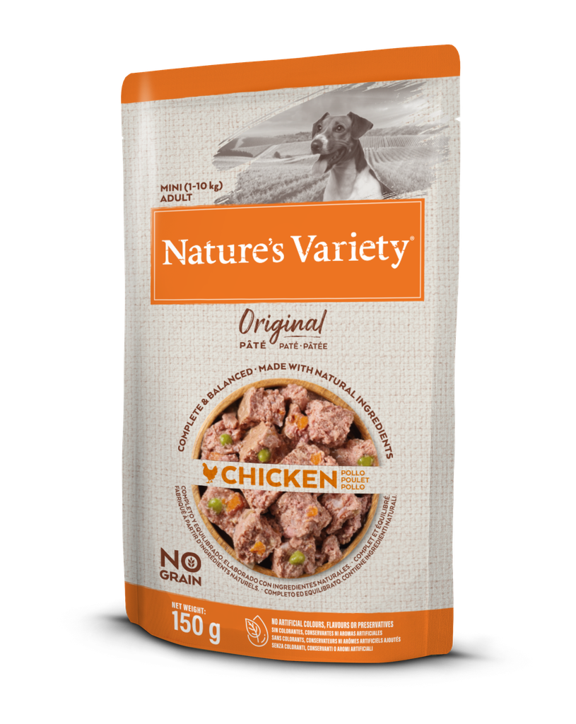 Nature's Variety Dog Wet Original No Grain Mini Frango Pat Alimento Húmido para Cão 150 g