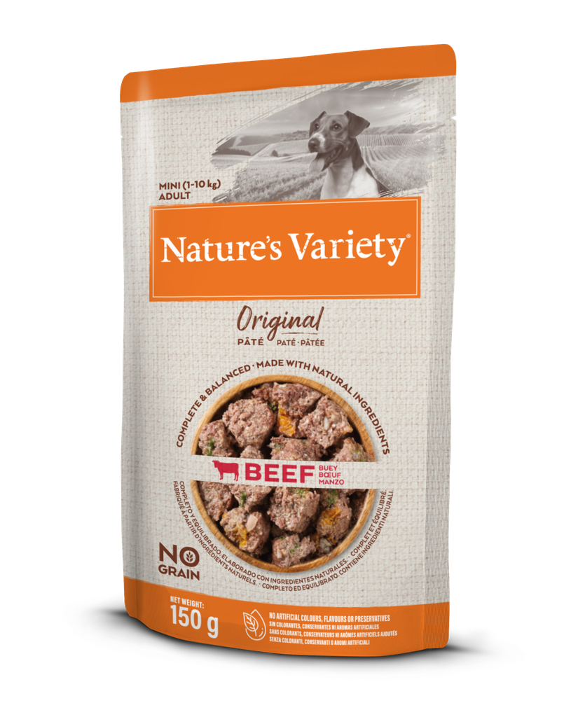Nature's Variety Dog Wet Original No Grain Mini Vaca Pat Alimento Húmido para Cão 150 g