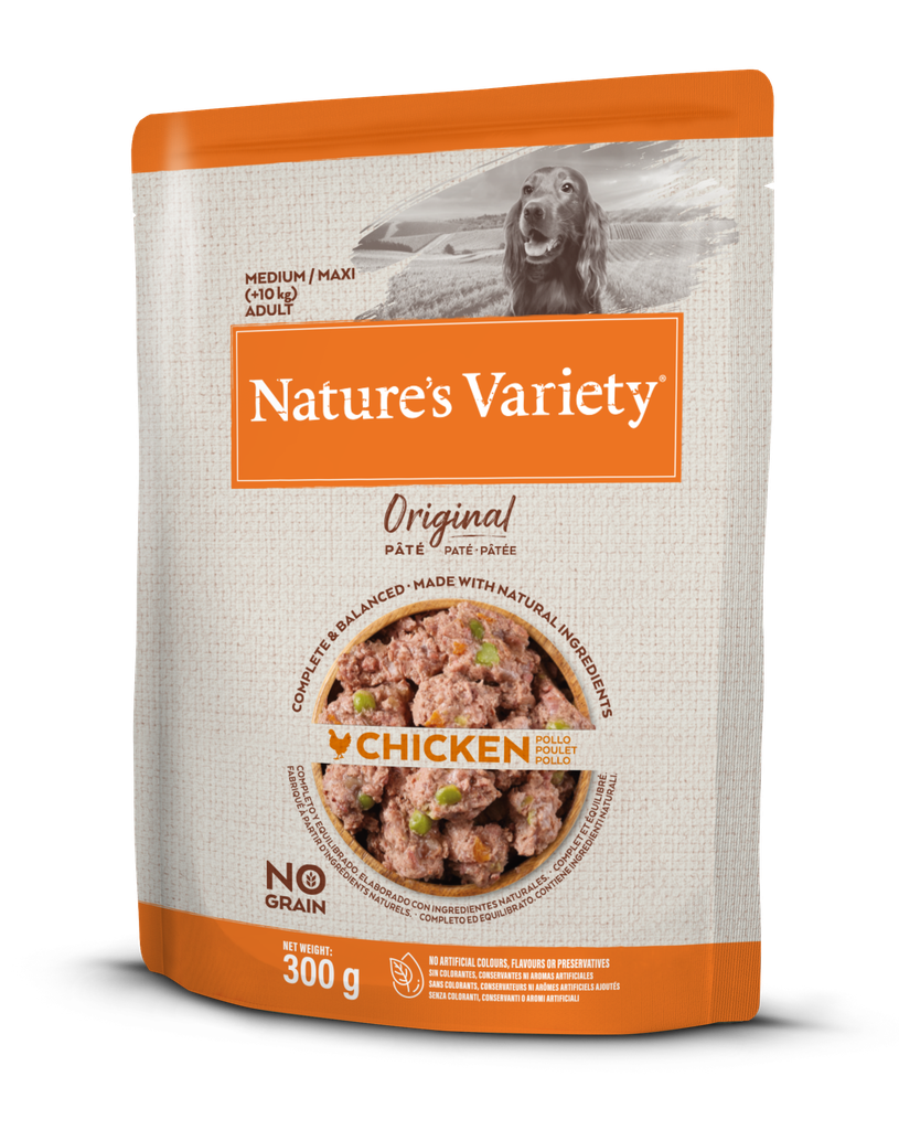 Nature's Variety Dog Wet Original No Grain Medium Frango Pat Alimento Húmido para Cão 300 g