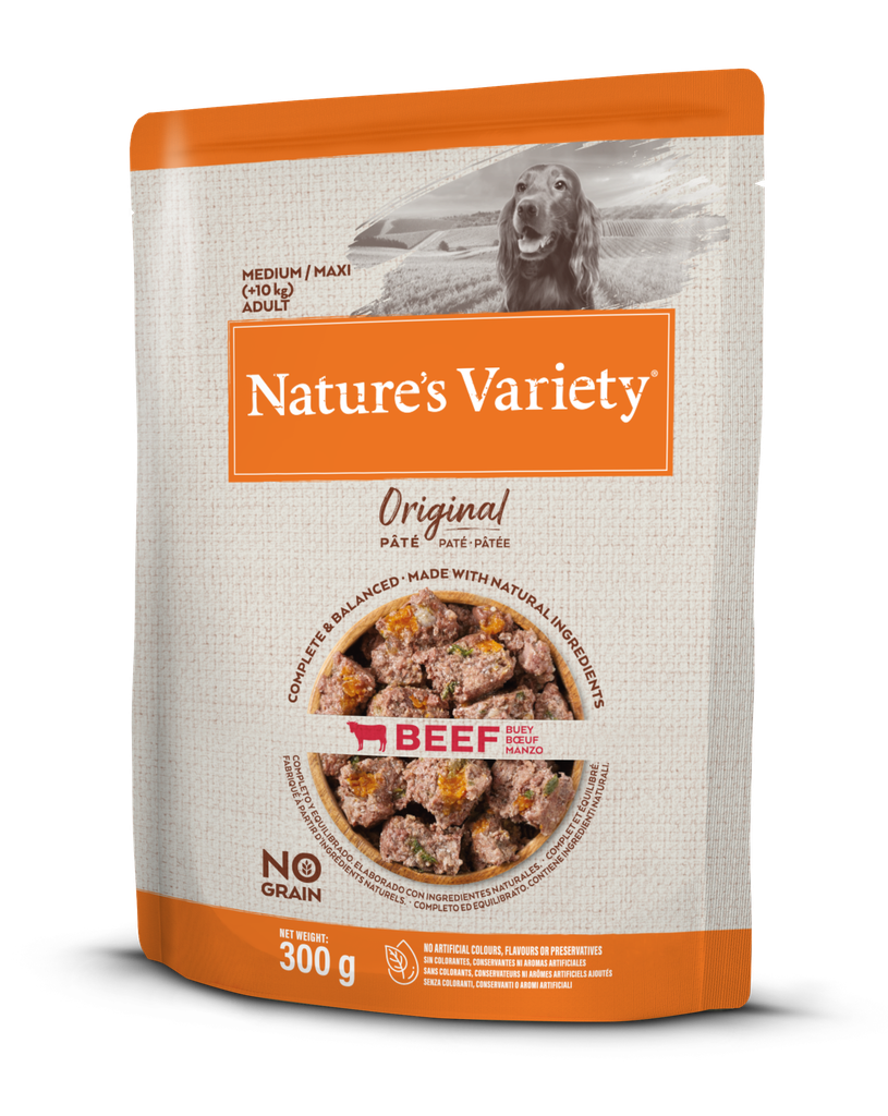 Nature's Variety Dog Wet Original No Grain Medium Vaca Pat Alimento Húmido para Cão 300 g