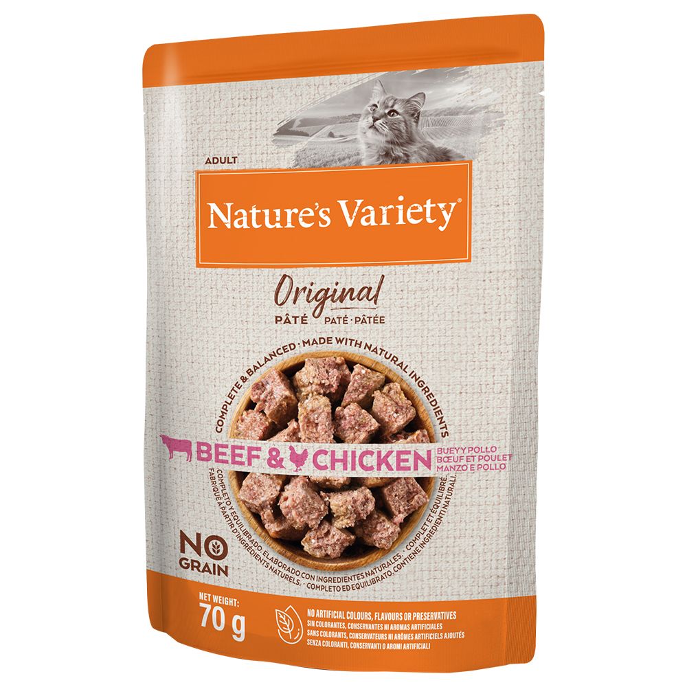Nature's Variety Cat Wet Original No Grain Vaca & Frango Pat Alimento Húmido para Gato 70 g