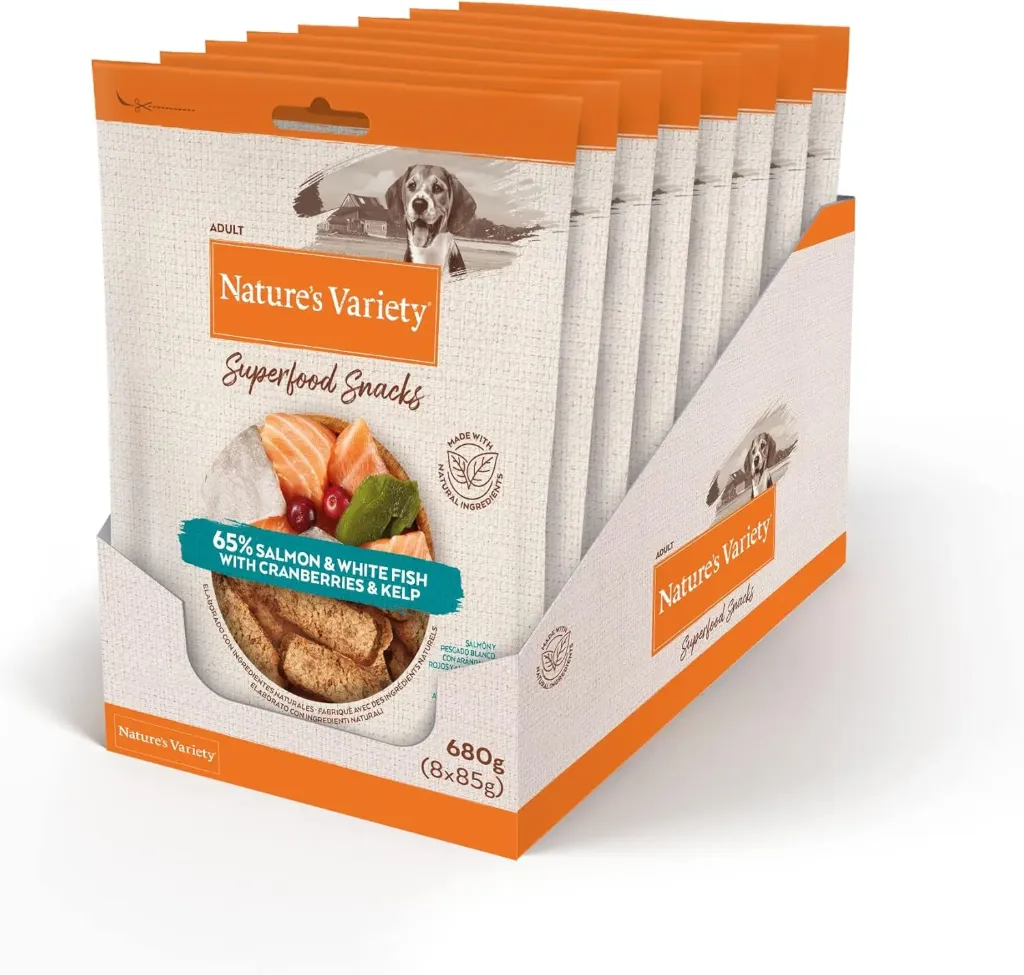 [10010747] NV DOG SUPERFOOD SNACKS SALMON (8X 85 GR)