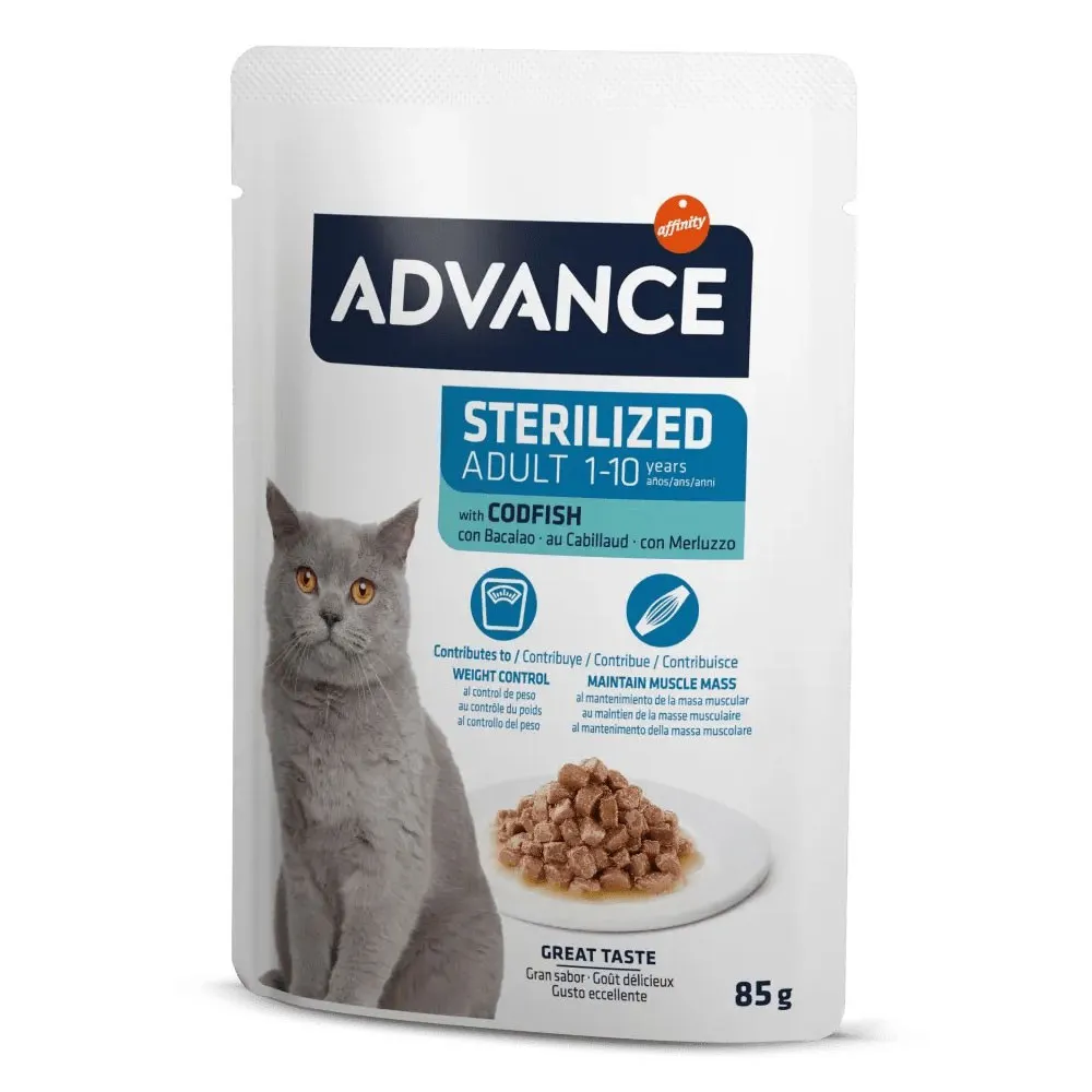 Advance Sterilized Bacalhau Alimento Húmido para Gato 85 g