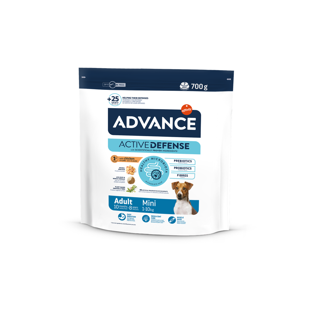 Advance Mini Adulto Frango e Arroz Ração Seca para Cão 700 g
