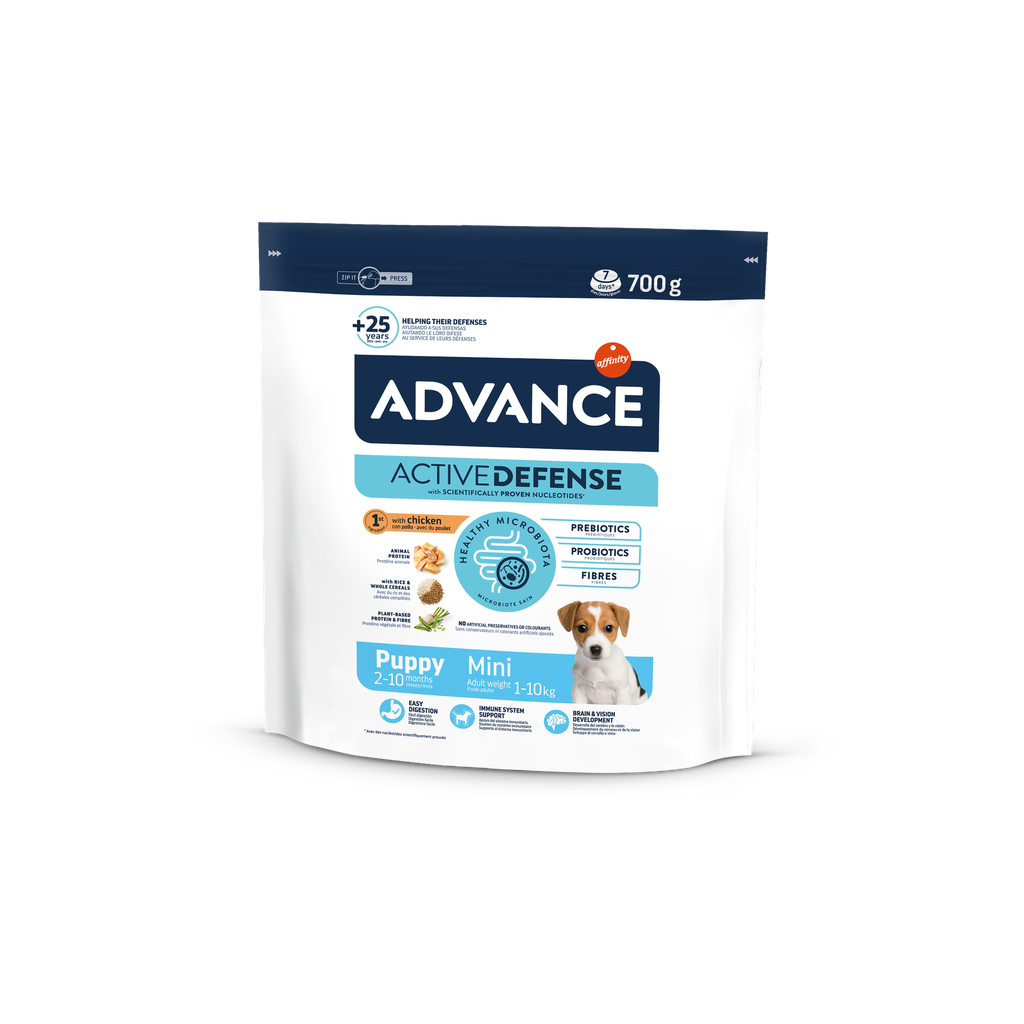 Advance Mini Cachorro Frango e Arroz Ração Seca para Cão 700 g