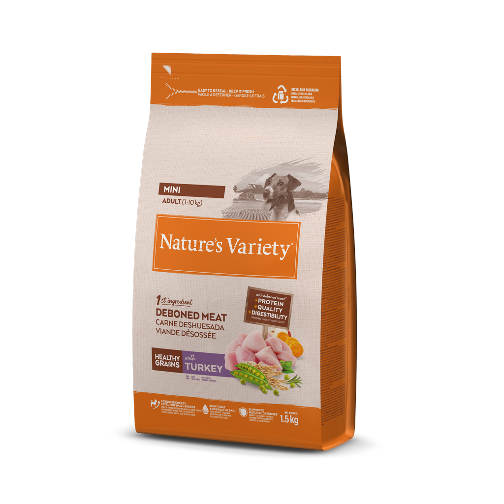 Nature's Variety Dog Grain Mini Adult Turkey Ração Seca para Cão 1,5 kg