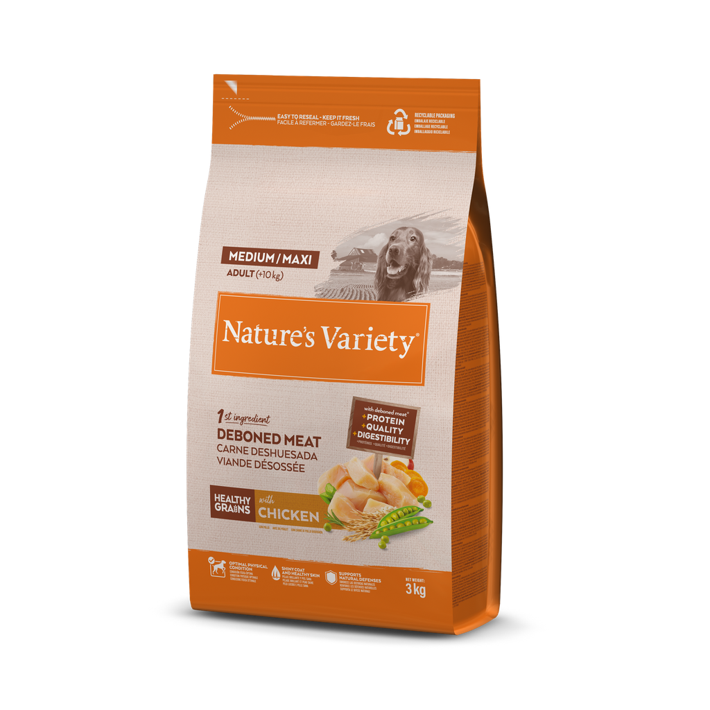 Nature's Variety Dog Grain Med Adult Chicken Ração Seca para Cão 3 kg