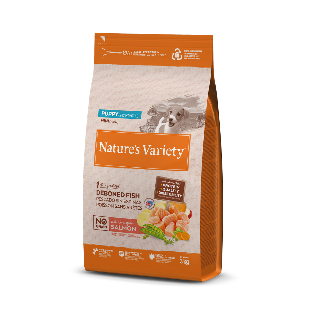 Nature's Variety Dog No Grain Mini Puppy Salmon Nor Ração Seca para Cão 3 kg