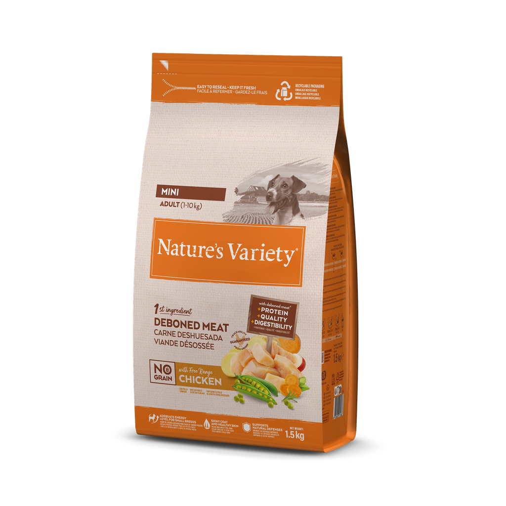 Nature's Variety Dog No Grain Mini Adult Chicken Fr Ração Seca para Cão 1,5 kg