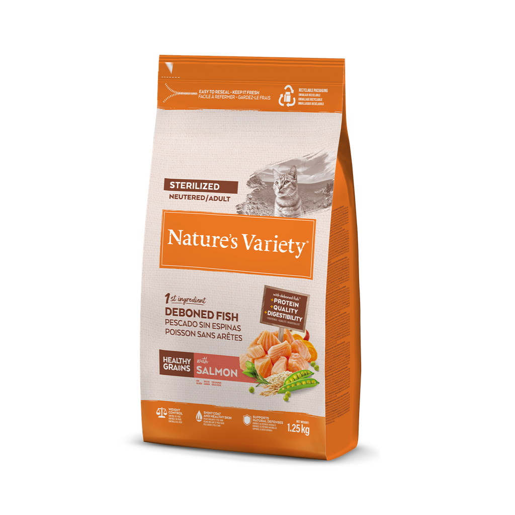 Nature's Variety Cat Grain Sterilized Salmon Ração Seca para Gato 1,25 kg