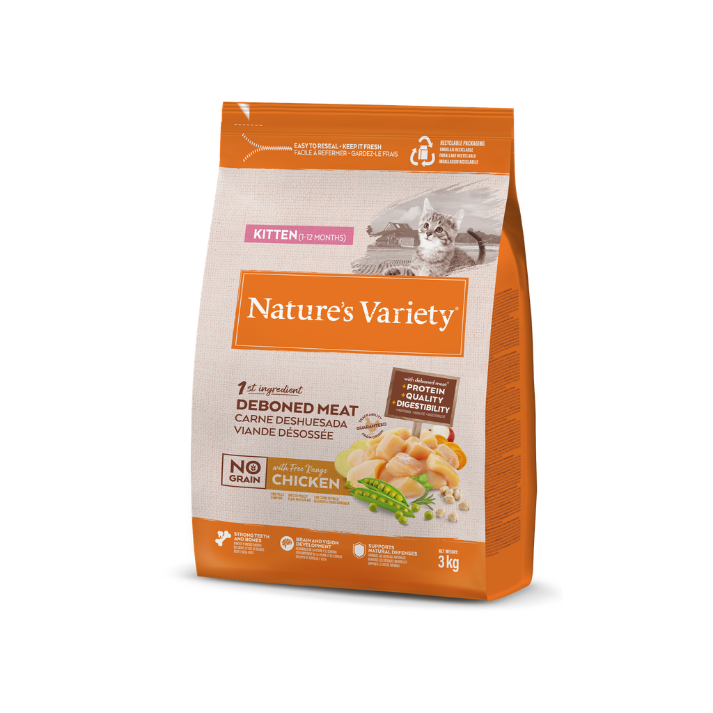 Nature's Variety Cat No Grain Kitten Chicken Fr Ração Seca para Gato 3 kg