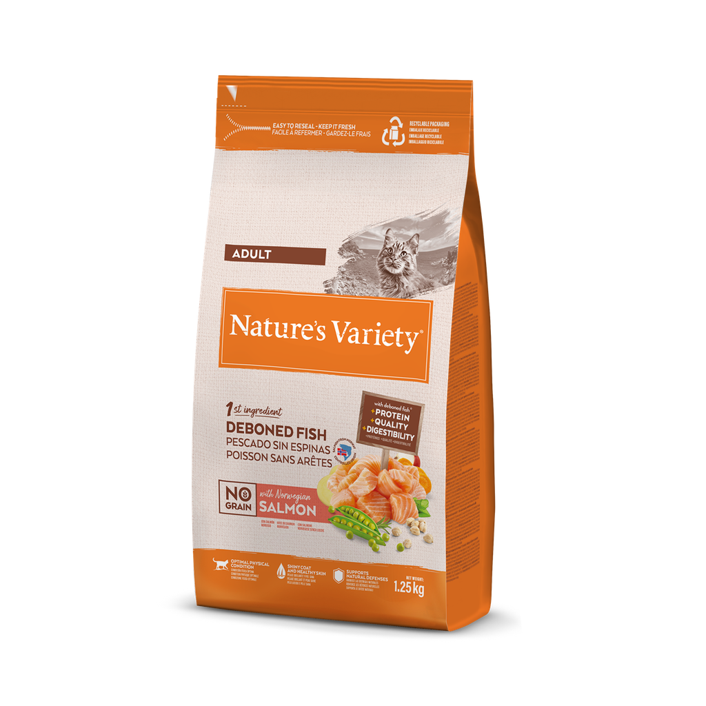 Nature's Variety Cat No Grain Adult Salmon Nor Ração Seca para Gato 1,25 kg